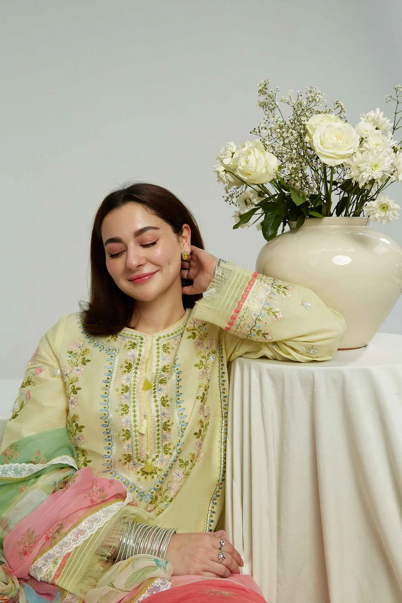 ZARA SHAHJAHAN - UNSTITCHED 3PC LAWN EMBROIDERED SHIRT WITH MONARK PRINT DUPATTA & EMB TROUSER-3519