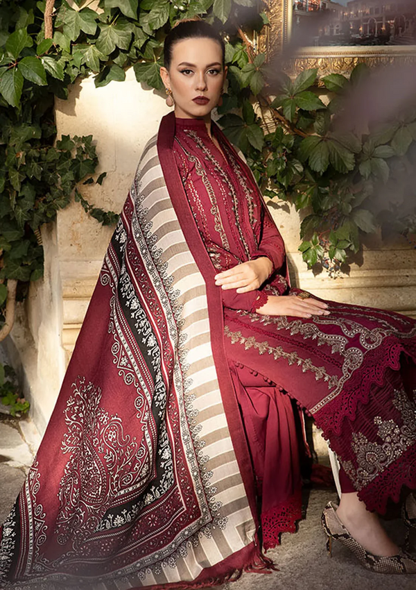 MARIA B - 3PC UNSTITCHED LAWN EMBROIDERED SHIRT WITH MONARK PRINT DUPATTA AND LAWN TROUSER - 3520