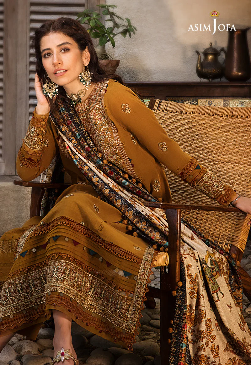 ASIM JOFA - 3PC UNSTITCHED LAWN EMBROIDERED WITH MONARK PTINT DUPATTA & TROUSR-3537