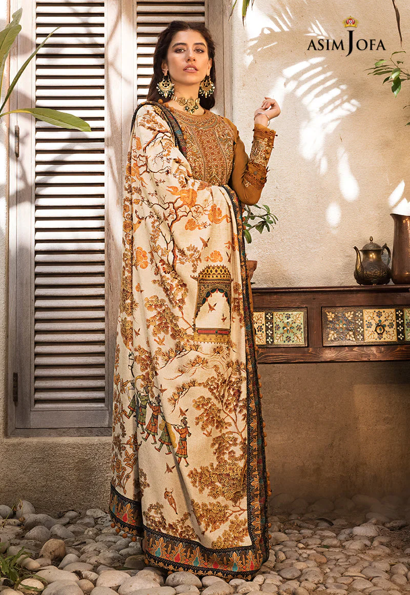 ASIM JOFA - 3PC UNSTITCHED LAWN EMBROIDERED WITH MONARK PTINT DUPATTA & TROUSR-3537