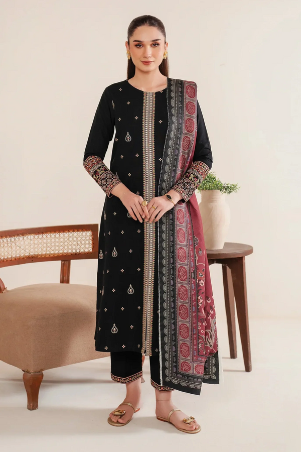 GARNET - 3PC LAWN EMBROIDERED SHIRT WITH MANAAR PRINTED DUPATTA AND TROUSER - 3532