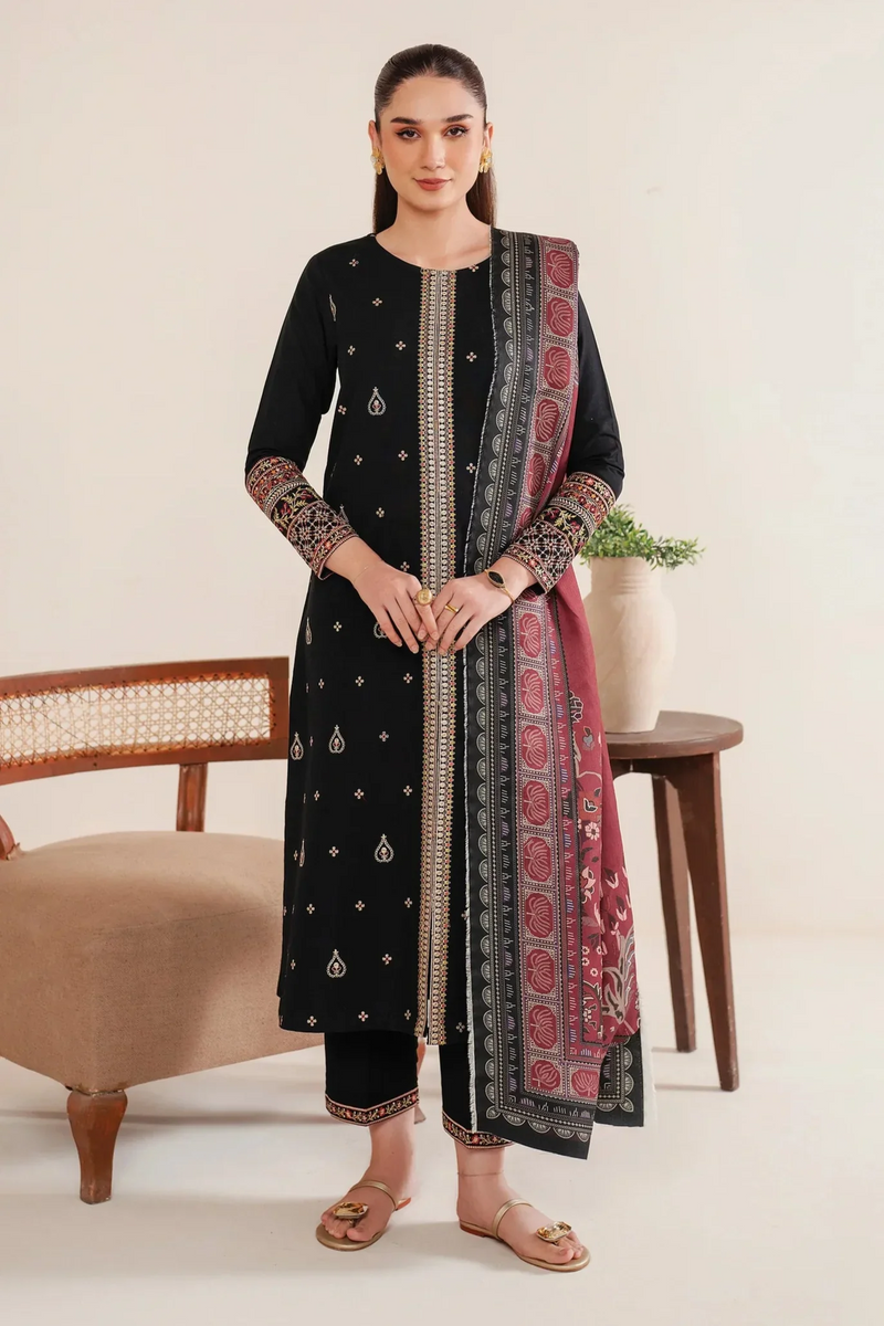 GARNET - 3PC LAWN EMBROIDERED SHIRT WITH MANAAR PRINTED DUPATTA AND TROUSER - 3532