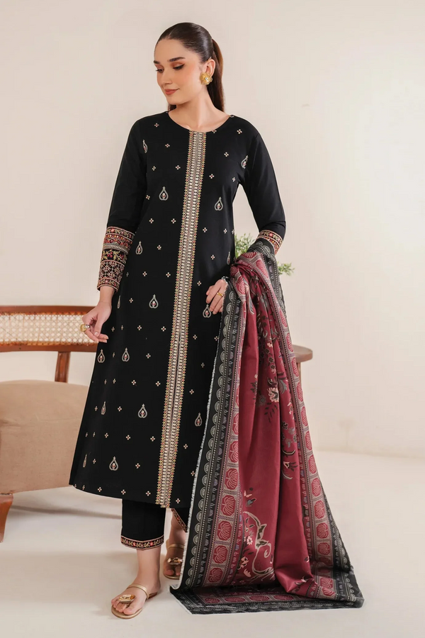 GARNET - 3PC LAWN EMBROIDERED SHIRT WITH MANAAR PRINTED DUPATTA AND TROUSER - 3532
