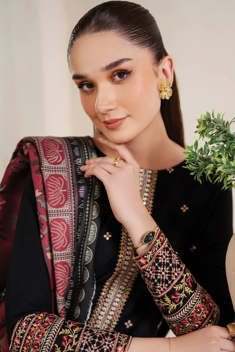 GARNET - 3PC LAWN EMBROIDERED SHIRT WITH MANAAR PRINTED DUPATTA AND TROUSER - 3532