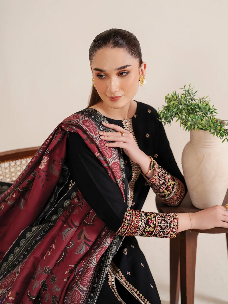 GARNET - 3PC LAWN EMBROIDERED SHIRT WITH MANAAR PRINTED DUPATTA AND TROUSER - 3532