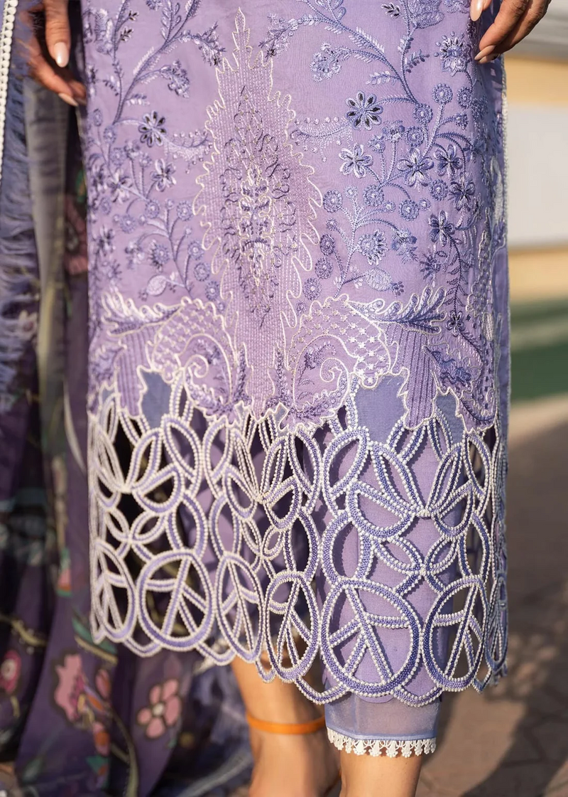 MUSHQ- UNSTITCHED 3PC LAWN EMBROIDERED SHIRT WITH MONARK PRINTED DUPATTA & TROUSER-3551