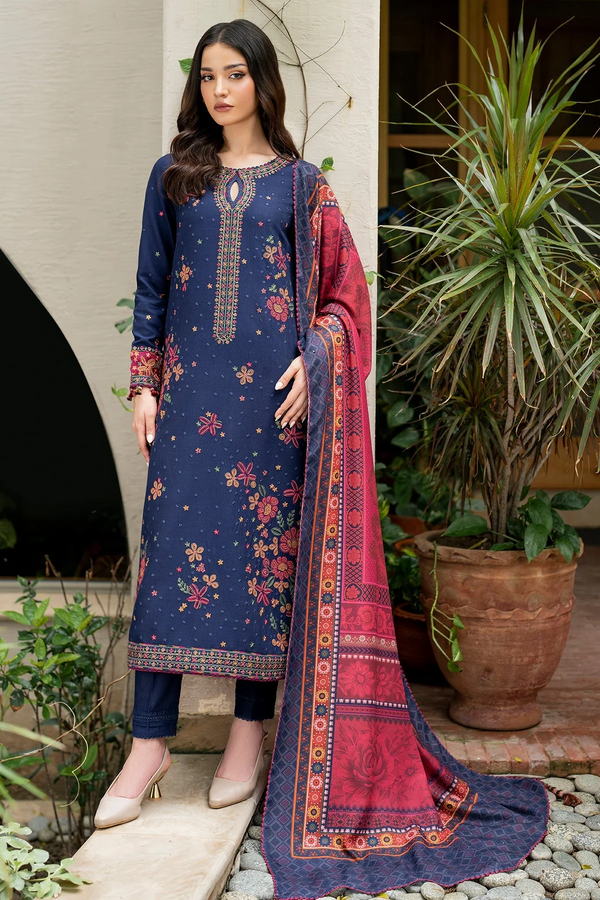 JAZMIN - 3PC UNSTITCHED LAWN EMBROIDERED SHIRT WITH PRINTED DUPATTA AND TROUSER - 3561