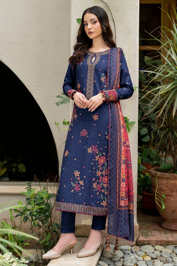 JAZMIN - 3PC UNSTITCHED LAWN EMBROIDERED SHIRT WITH PRINTED DUPATTA AND TROUSER - 3561