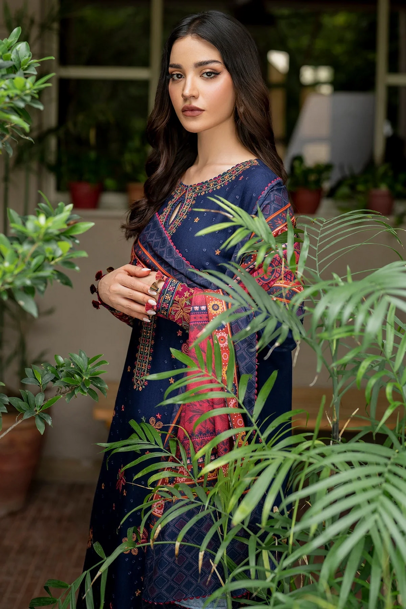 JAZMIN - 3PC UNSTITCHED LAWN EMBROIDERED SHIRT WITH PRINTED DUPATTA AND TROUSER - 3561