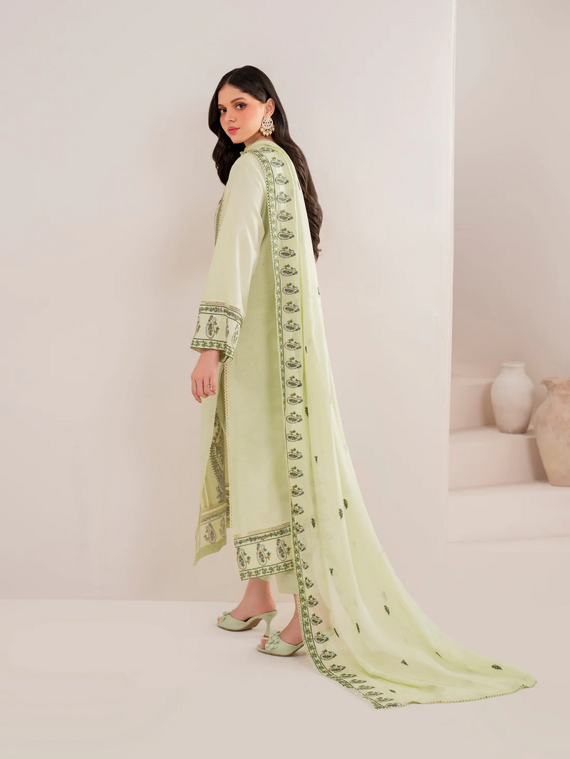 GARNET-3PC UNSTITCEHD LAWN EMBROIDERED SHIRT WITH LAWN EMBROIDERED DUPATTA AND LAWN TROUSER-3565