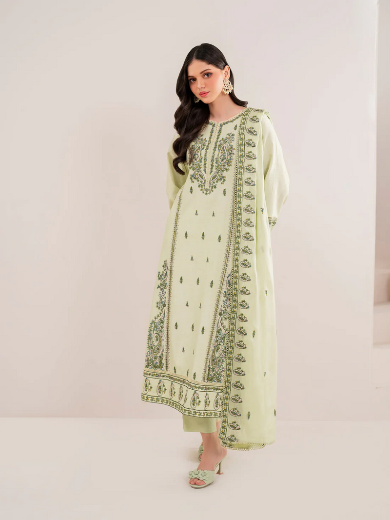 GARNET-3PC UNSTITCEHD LAWN EMBROIDERED SHIRT WITH LAWN EMBROIDERED DUPATTA AND LAWN TROUSER-3565