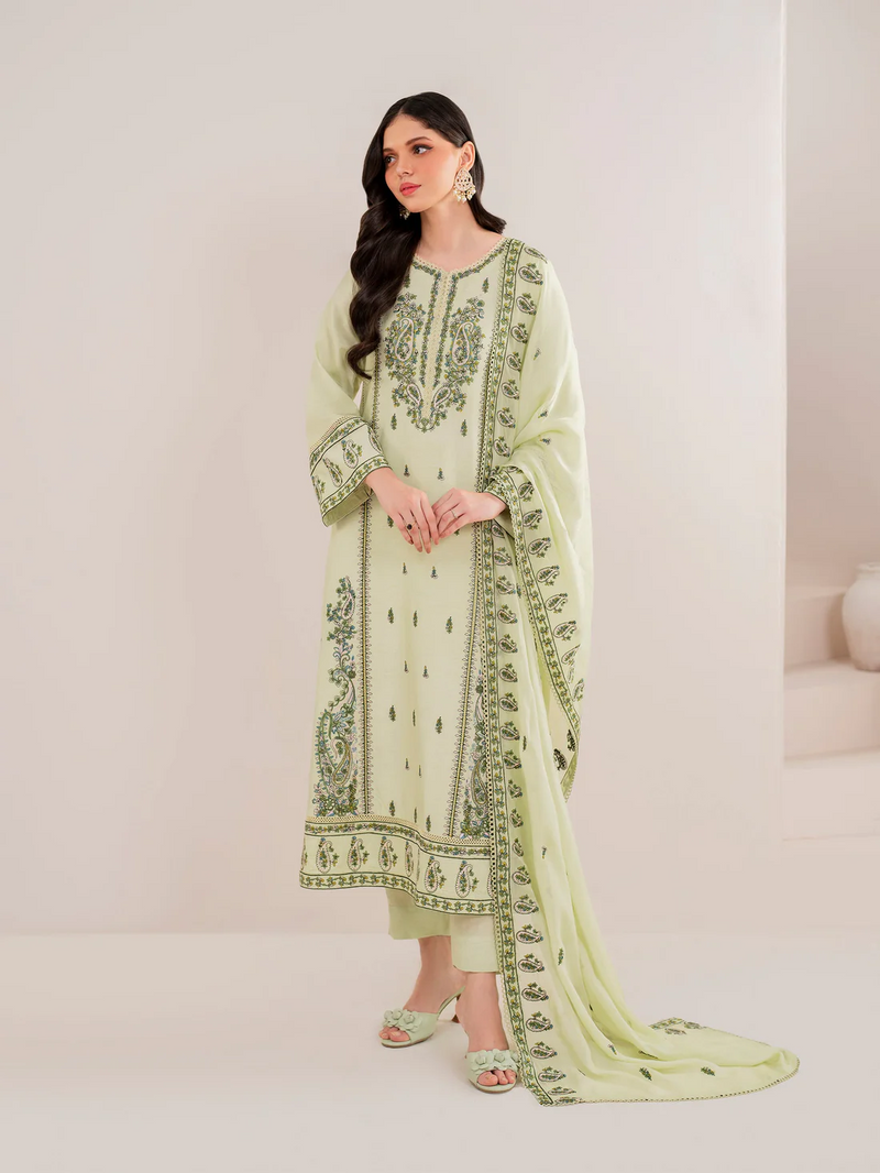 GARNET-3PC UNSTITCEHD LAWN EMBROIDERED SHIRT WITH LAWN EMBROIDERED DUPATTA AND LAWN TROUSER-3565