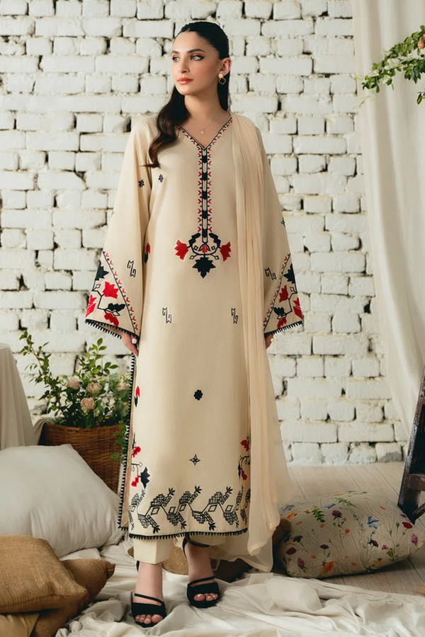 ASIM JOFA 3PC LAWN EMBROIDERED SHIRT WITH BAMBER CHIFFON DUPATTA AND LAWN TROUSER - 3566