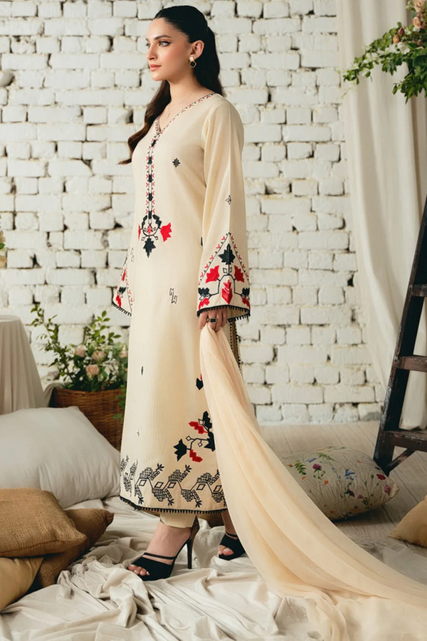 ASIM JOFA 3PC LAWN EMBROIDERED SHIRT WITH BAMBER CHIFFON DUPATTA AND LAWN TROUSER - 3566