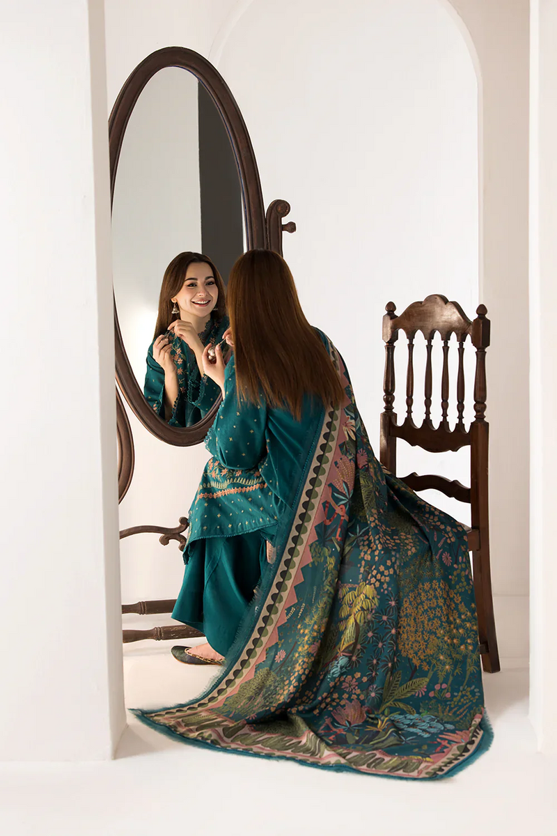 SOBIA NAZIR- UNSTITCHED 3PC LAWN EMBROIDERED SHIRT WITH MONARK PRINTED DUPATTA AND TROUSER-3569