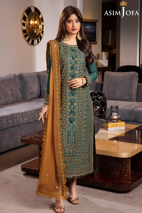 ASIM JOFA - UNSTITCHED 3PC LAWN EMBROIDERED WITH BAMBER CHIFFON EMBROIDERED DUPATTA - 3585