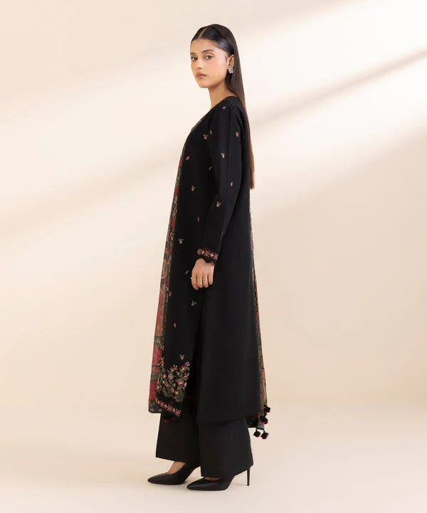 SAPPHIRE-3PC UNSTITCHED LAWN EMBROIDERED SHIRT WITH MONARK PRINT DUAPATTA & TROUSER-3606