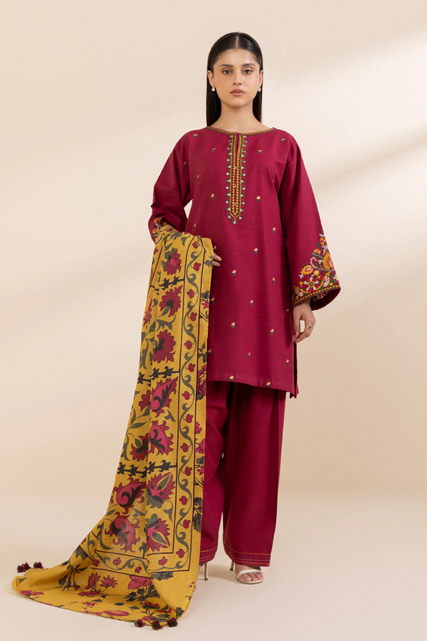 SAPPHIRE - UNSTITCHED 3PC LAWN EMBROIDERED SHIRT WITH MONARK PRINT DUPATTA AND TROUSER-3607