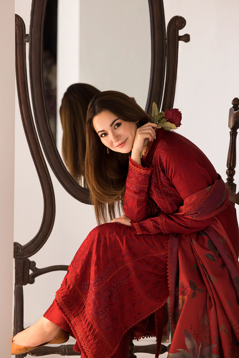 SOBIA NAZIR- 3PC LAWN EMBROIDERED SHIRT WITH MONARK PRINTED DUPATTA AND TROUSER-3614