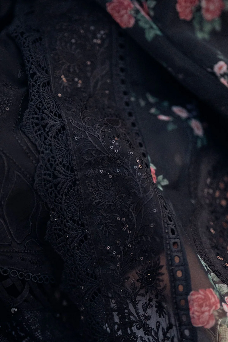 NUREH-3PC LAWN CHIKENKARI LASER EMBROIDERED SHIRT WITH ORGANZA EMBROIDERED PRINT DUPATTA - NS 3667