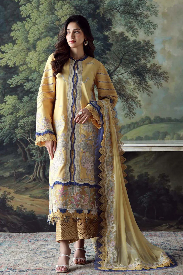 JADE - 3PC LAWN HEAVY EMBROIDERED SHIRT WITH CHIFFON EMBROIERED DUPATTA AND EMB TROUSER - 3802