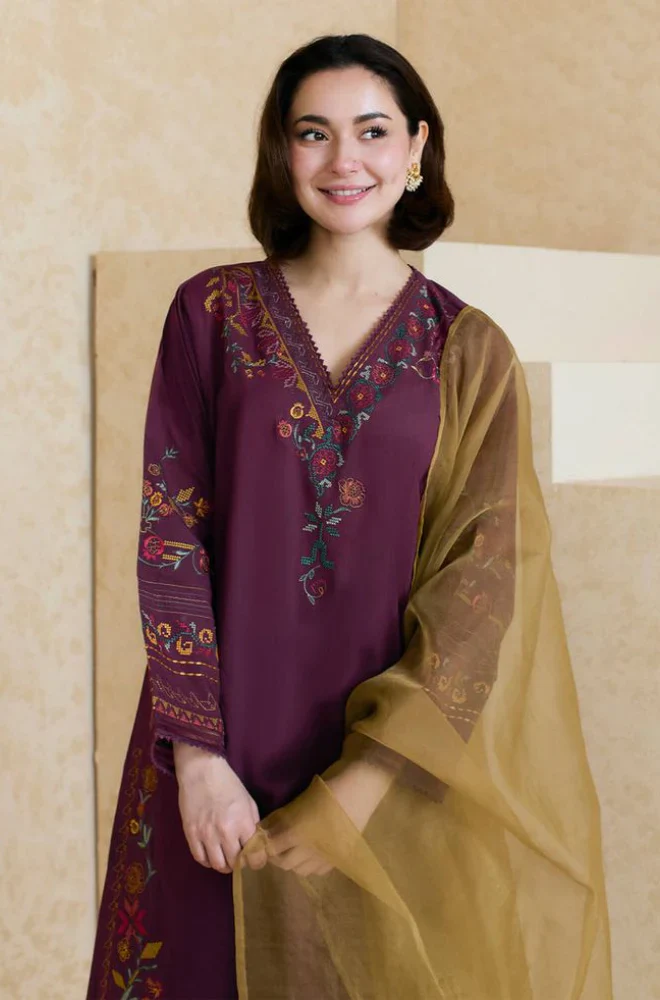 ZARA SHAHJAHAN - 3PC LAWN EMBROIDERED SHIRT WITH ORGANZA EMBROIDERED DUPATTA AND TROUSER - 3826