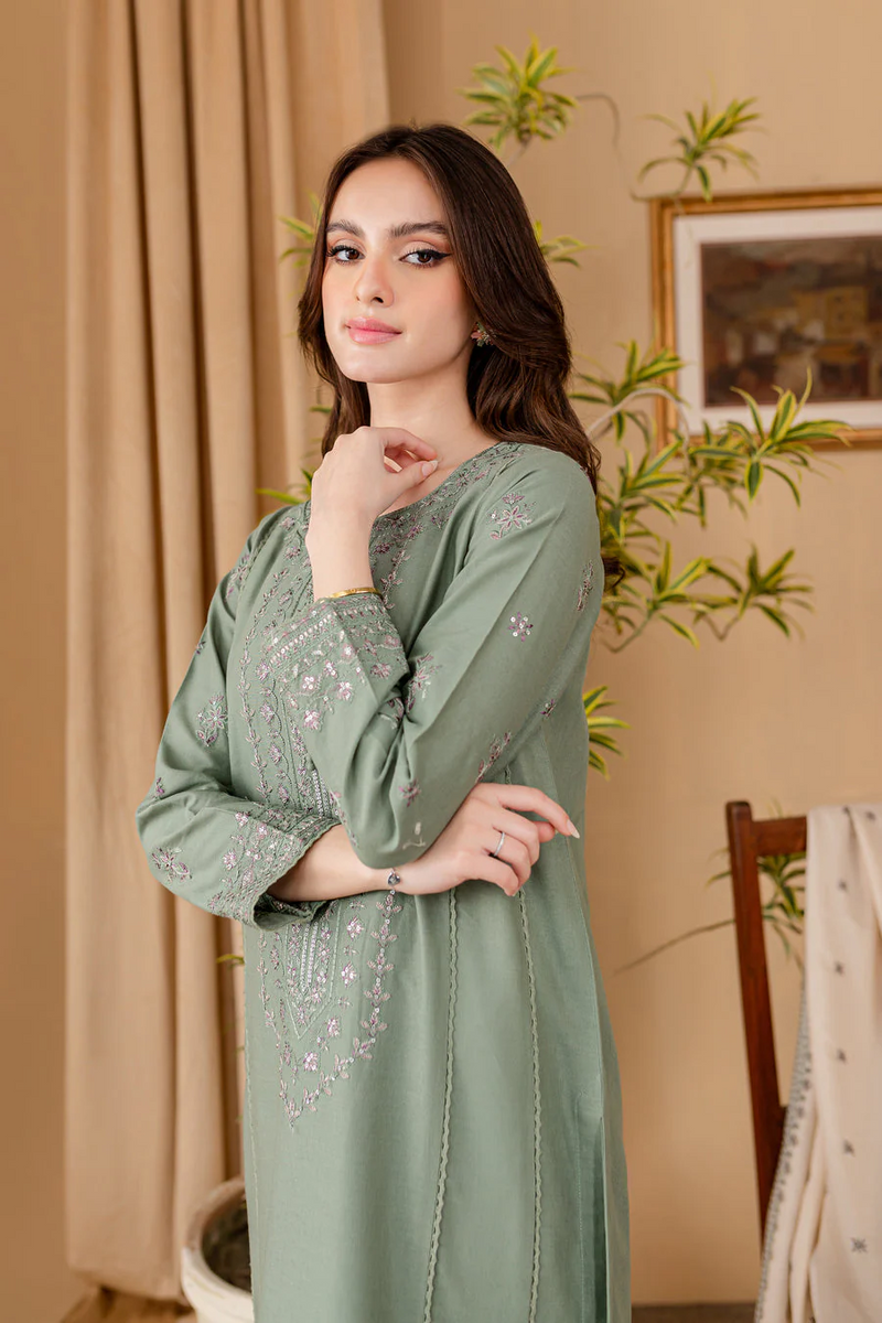 BATIK-3PC DHANAK EMBROIDERED SHIRT WITH DHANAK EMBROIDERED SHAWL AND TROUSER - 4011