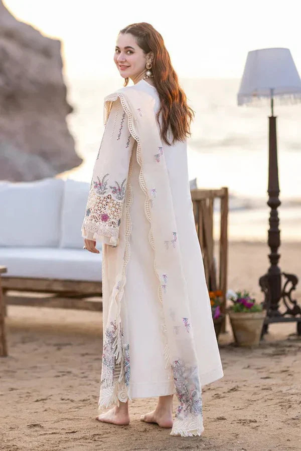 Qalamkar-3PC Lawn Embroidered Shirt With Organza Embroidered Dupatta NS2605