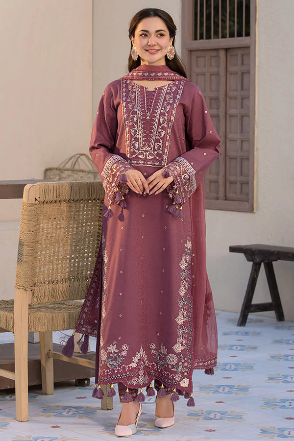 JADE-3PC DHANAK SEQUENCE EMBROIDERED SHIRT WITH CHIFFON EMBROIDERED DUPATTA AND TROUSER - 4087