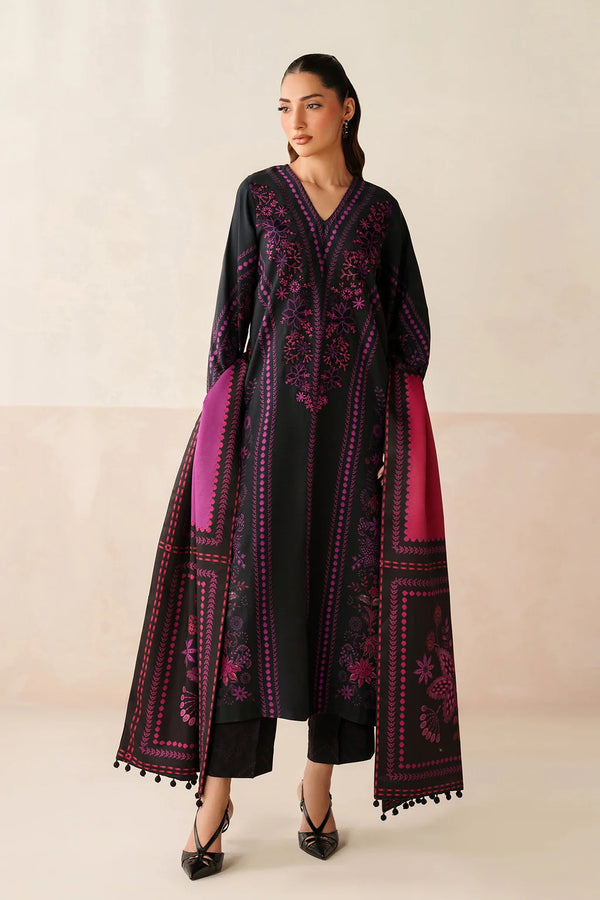 BAROUQE - 3PC UNSTITCHED KHADDAR PRINTED SHIRT WITH KHADDAR PRINTED DUPATTA AND PRINT TROUSER - NK 0205