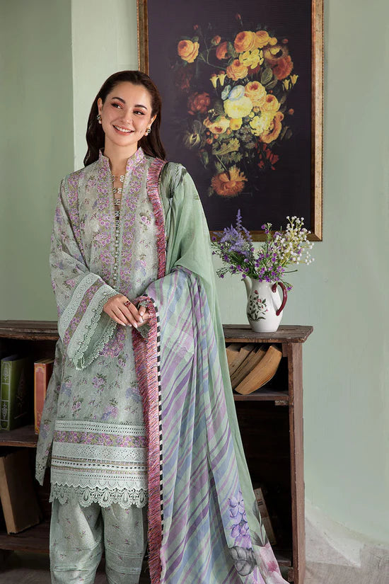 SOBIA NAZIR-3PC KARANDI PRINTED EMBROIDERED SHIRT WITH KARANDI PRINTED DUPATTA AND TROUSER-12564