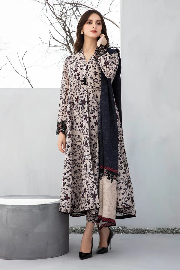 BAROQUE 3PC KARANDI Unstitched PRINTED SHIRT WITH KARANDI PRINTED DUAPTTA AND TROUSER-802