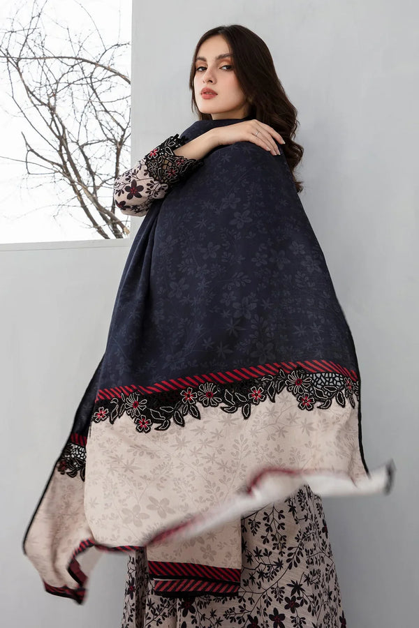 BAROUQE-3PC KHADDAR PRINTED SHIRT WITH KHADDAR PRINT DUPATTA AND PRINT TROUSER-12560