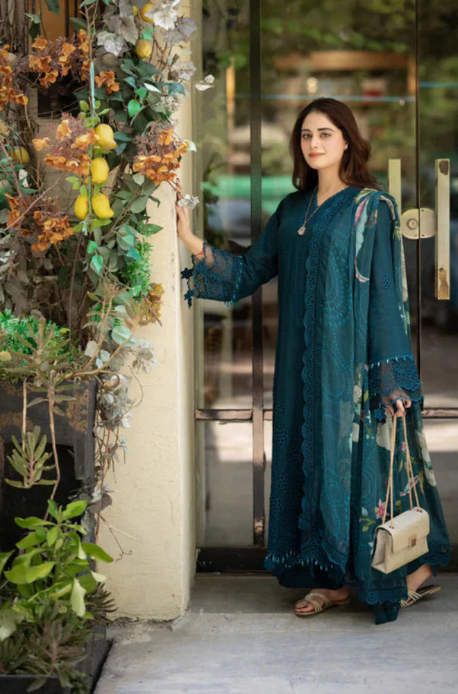 Libaas 3PC  Unstitched Dhanak Embroidered Shirt with Digital Printed Wool Shawl -13438