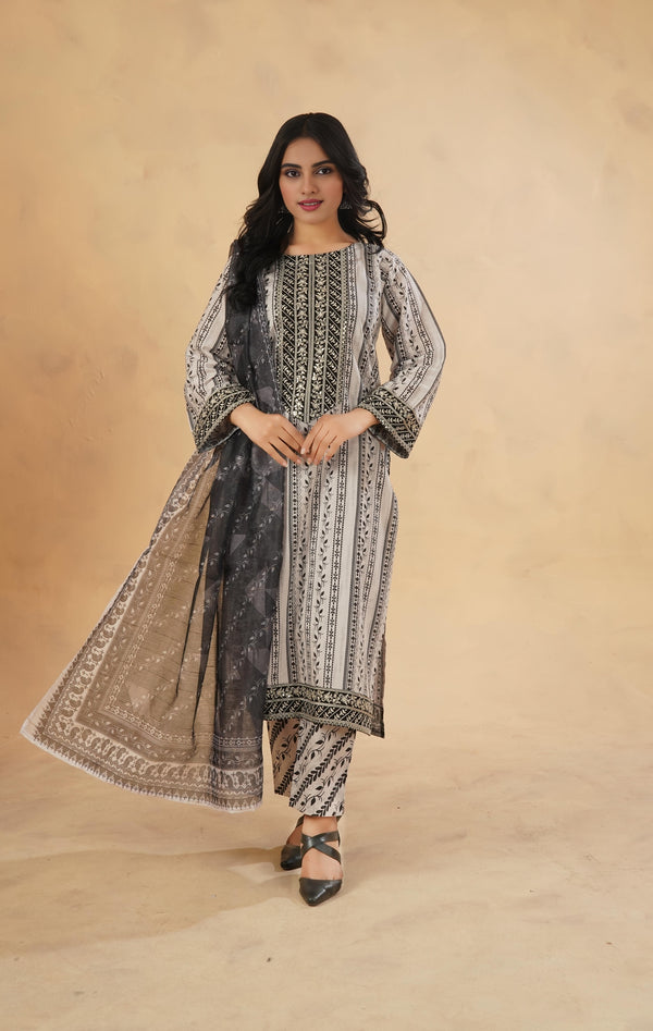 3 Piece Stitched Luxury Printed Pret | N - 5011