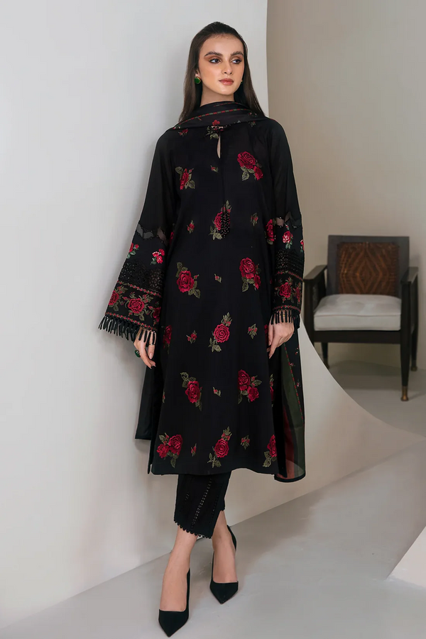 JAZMIN- 3PC UNSTITCHED DHANAK EMBROIDERED SHIRT WITH WOOL SHAWL-3278