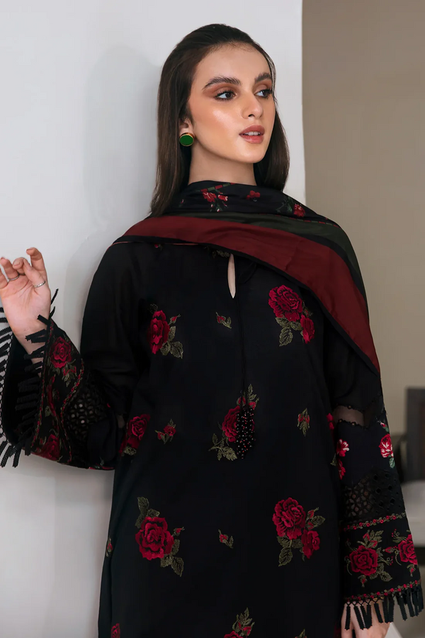 JAZMIN- 3PC UNSTITCHED DHANAK EMBROIDERED SHIRT WITH WOOL SHAWL-3278