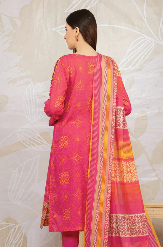 EDENROBE - 3PC  UNSTITCHED KHADDAR PRINTED EMB SHIRT WITH KHADDAR PRINT DUPATTA AND PRINT TROUSER-12618