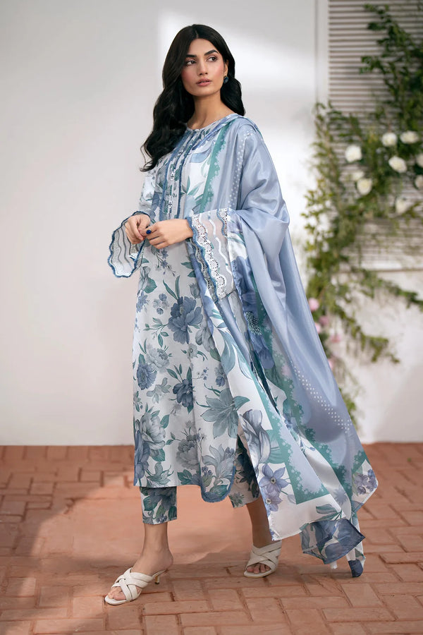 BAROUQE - 3PC USTITCHED KARANDI PRINTED SHIRT WITH KARANDI PRINTED DUPATTA AND TROUSER-12574