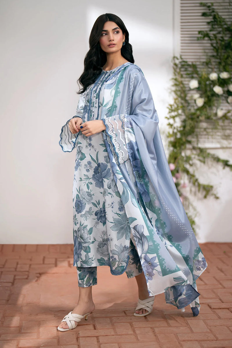 BAROUQE - 3PC USTITCHED KARANDI PRINTED SHIRT WITH KARANDI PRINTED DUPATTA AND TROUSER-12574