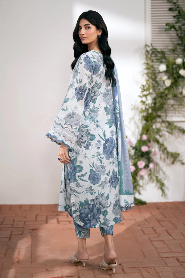 BAROUQE - 3PC USTITCHED KARANDI PRINTED SHIRT WITH KARANDI PRINTED DUPATTA AND TROUSER-12574