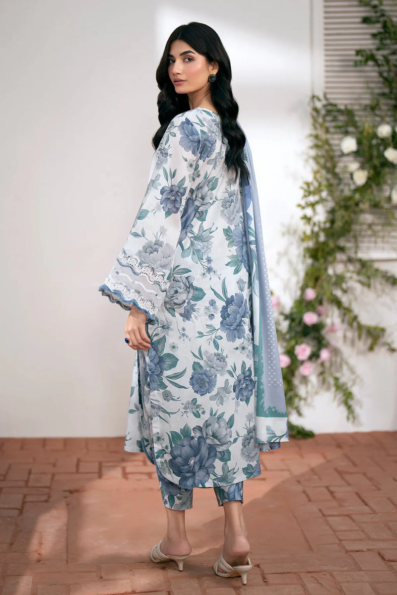 BAROUQE - 3PC USTITCHED KARANDI PRINTED SHIRT WITH KARANDI PRINTED DUPATTA AND TROUSER-12574