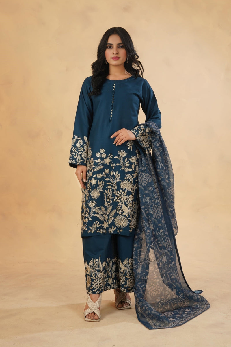 3 Piece Stitched Luxury Embroidered Pret | N - 5009