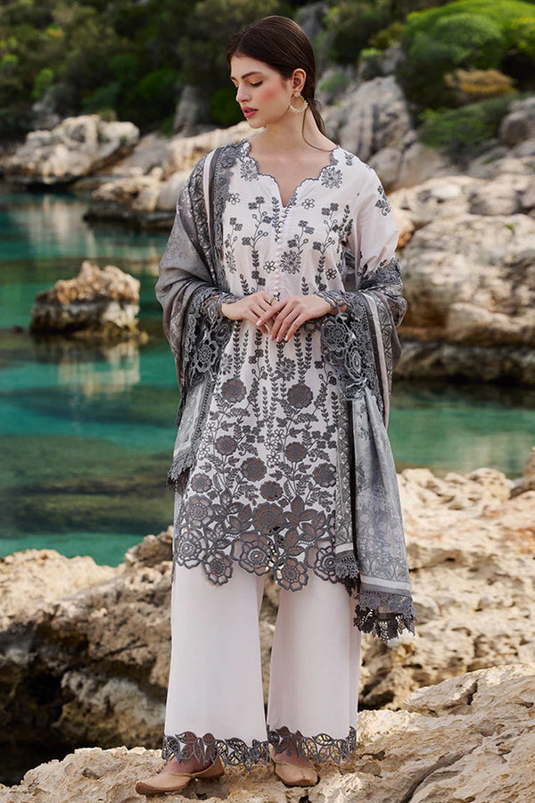 IMAGE-3PC LAWN EMBROIDERED SHIRT WITH CHIFFON PRINT DUPATTA AND EMB TROUSER-BIC-3710