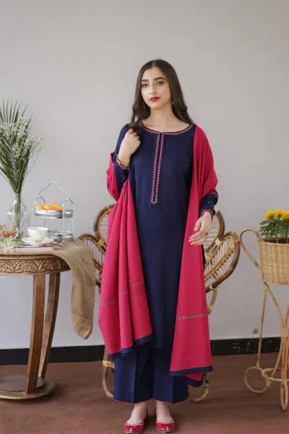 Aisling Dhanak 3PC Unstitched Embroidered With Dhanak Embroidered Shawl-158