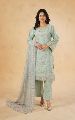 3 Piece Stitched Luxury Embroidered Pret | N - 5014