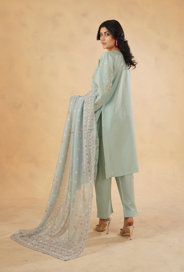 3 Piece Stitched Luxury Embroidered Pret | N - 5014