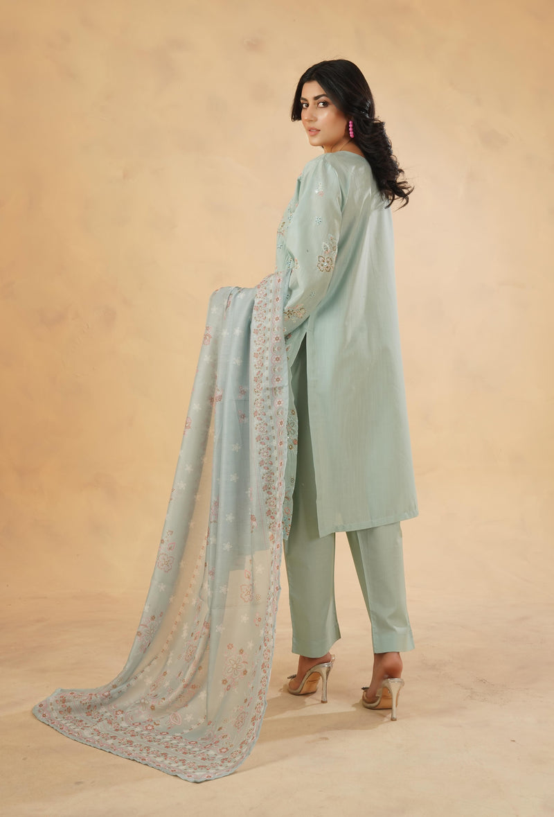 3 Piece Stitched Luxury Embroidered Pret | N - 5014