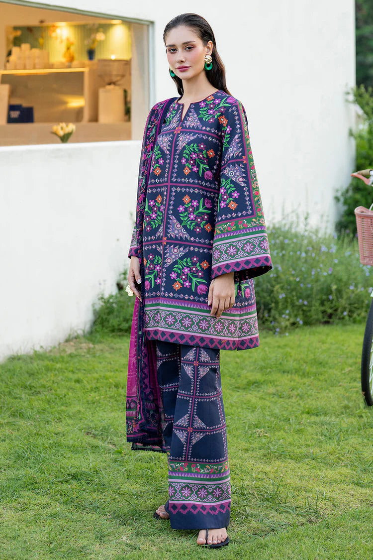 JAZMIN - 3PC UNSTITCHED KHADDAR PRINTED SHIRT WITH KHADDAR PRINTED DUPATTA AND PRINTED TROUSER-12628