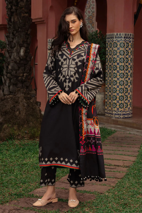 CHARIZMA-3PC KHADDAR PRINTED SHIRT WITH KHADDAR PRINTED DUPATTA AND PRINT TROUSER- NK 0208